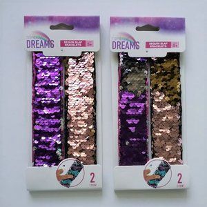 4 New Reverse Sequin Slap Bracelets